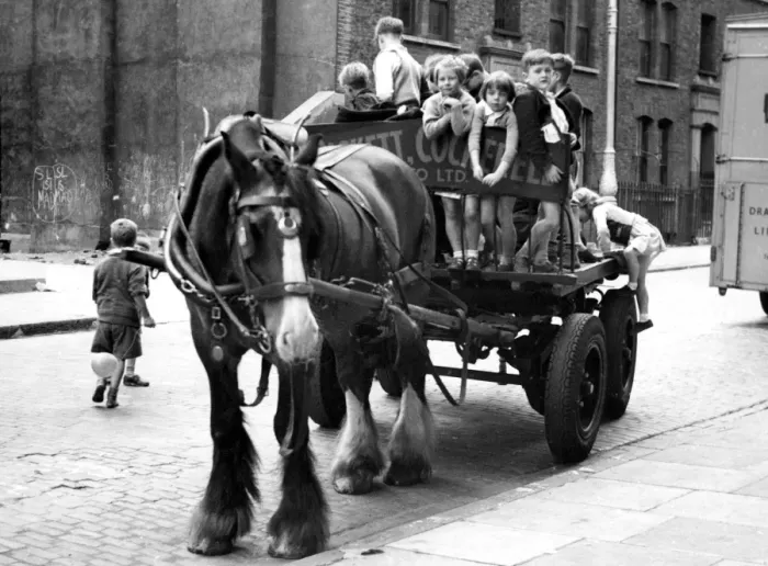 Framed Print : Children riding on horse and cart Framed Print : Children riding on horse and cart