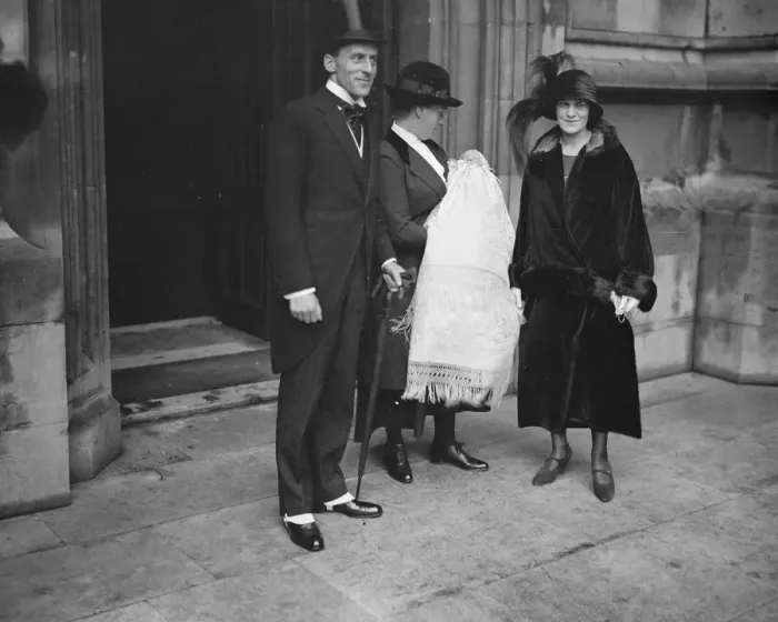 Framed Print : The christening of the daughter of Captain J H Thorpe, M P and Mrs Thorpe Framed Print : The christening of the daughter of Captain J H Thorpe, M P and Mrs Thorpe