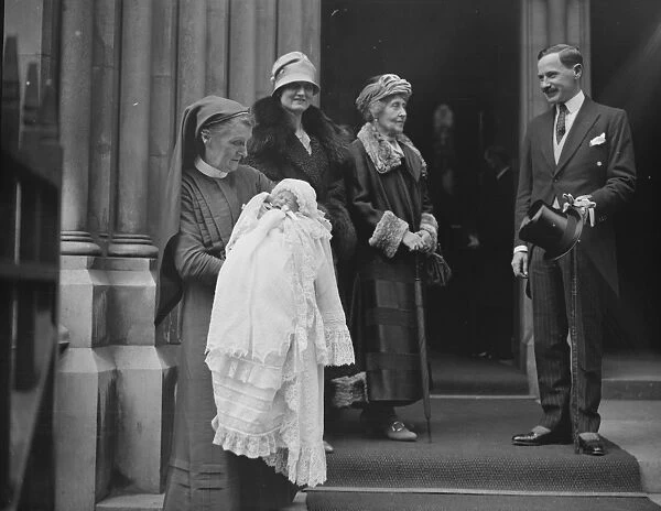 Christening of infant son of Capt and Mrs Alastair Campbell at St James, Spanish Place