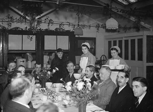 Christmas dinner being served at Queen Marys hospital, Sidcup, Kent. 1937