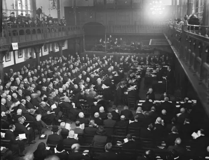Framed Print : The church assembly. There was an important agenda at the autumn session of Framed Print : The church assembly. There was an important agenda at the autumn session of