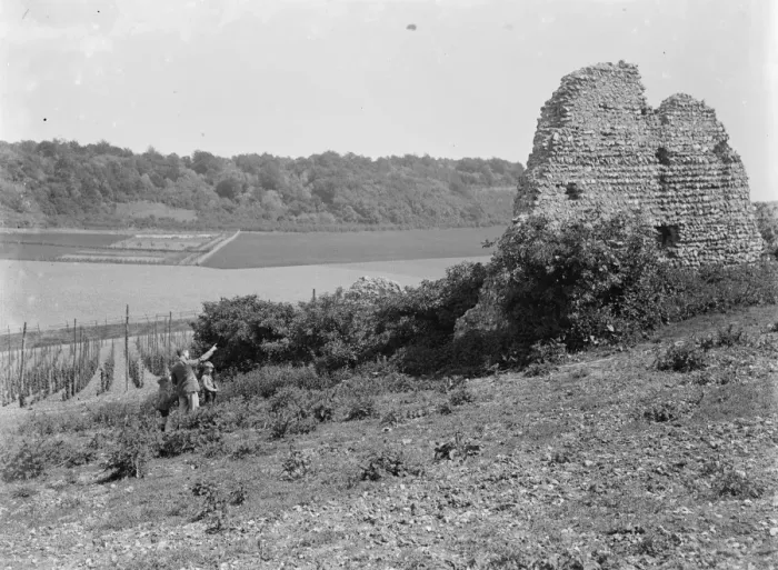 Framed Print : The church ruins at Knatts Valley, Maplescombe, Kent. 1935 Framed Print : The church ruins at Knatts Valley, Maplescombe, Kent. 1935