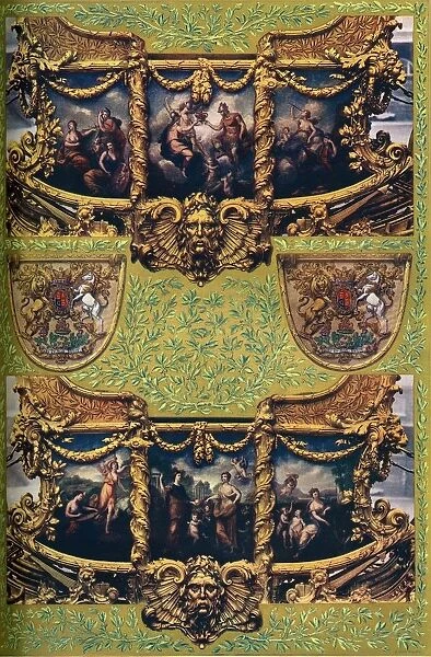 Cipriani decoration on the Kings State Coach: The painted panels - (above) the left-hand door
