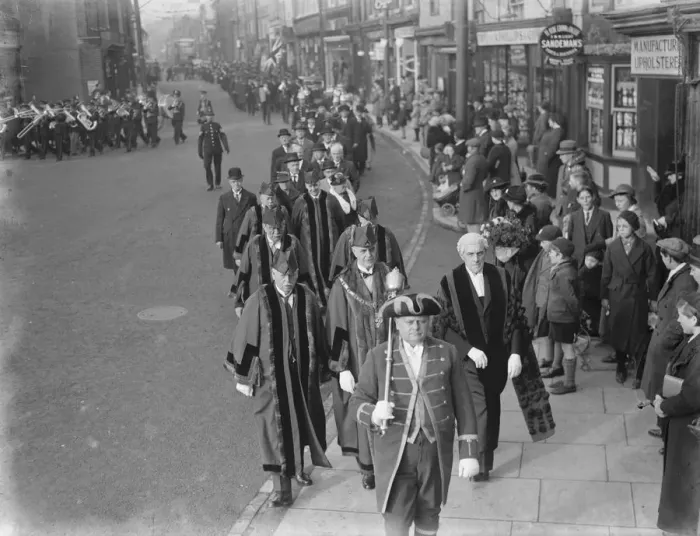 Framed Print : Civic service at the Dartford Parish Church in Kent. 1936 Framed Print : Civic service at the Dartford Parish Church in Kent. 1936