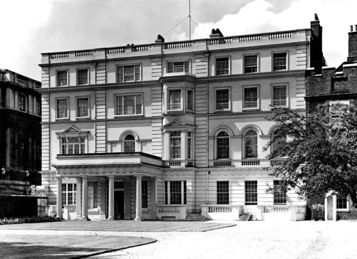 Framed Print : Clarence House. The garden front. The two bays above the portico represent