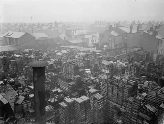 Framed Print : Collins brothers building company. Their rebuilding scheme of the local bottle factory