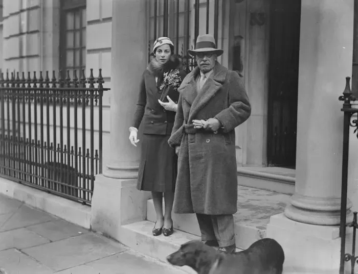 Framed Print : Colonel Claude Beddington and Miss Sheila Heddington leaving their London home for Palestine Framed Print : Colonel Claude Beddington and Miss Sheila Heddington leaving their London home for Palestine