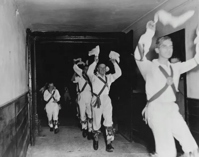 Framed Print : Here Come The Morris Men. After dancing till dark, the Morris men dance their way Framed Print : Here Come The Morris Men. After dancing till dark, the Morris men dance their way