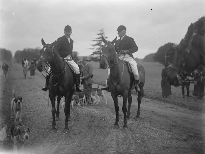 Framed Print : Coming of age of Lord Ailesburys heir : presentation at lawn meet of Tedworth Hounds Framed Print : Coming of age of Lord Ailesburys heir : presentation at lawn meet of Tedworth Hounds