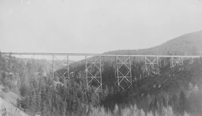 Framed Print : The completed viaduct at Deep Creek, British Columbia, Canada on the line of Framed Print : The completed viaduct at Deep Creek, British Columbia, Canada on the line of