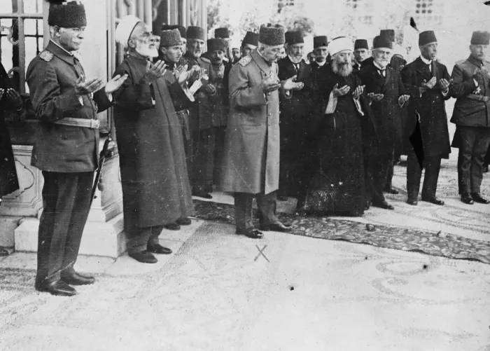 Framed Print : Constantinople. The Sultan of Turkey at prayer at the weekly celebration at Selamlik