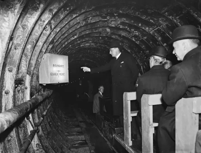 Framed Print : The construction of the Dartford Tunnel, where recently a pilot tunnel was completed Framed Print : The construction of the Dartford Tunnel, where recently a pilot tunnel was completed