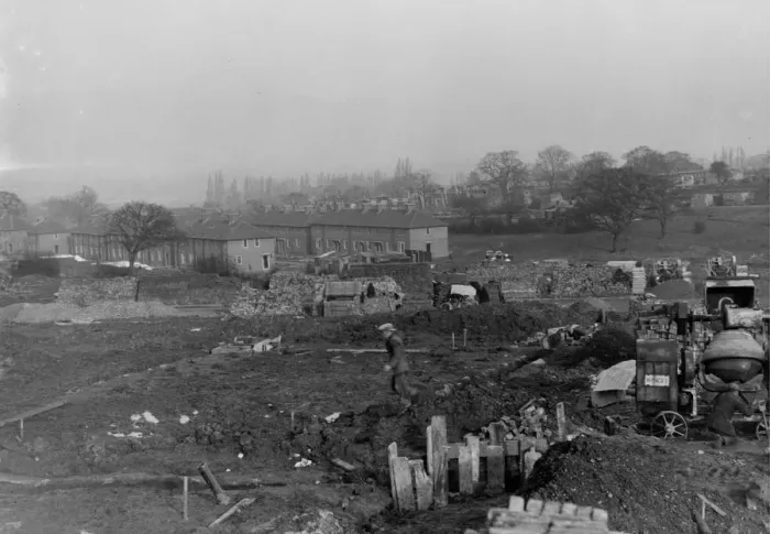 Framed Print : Construction of housing. Between the wars Framed Print : Construction of housing. Between the wars