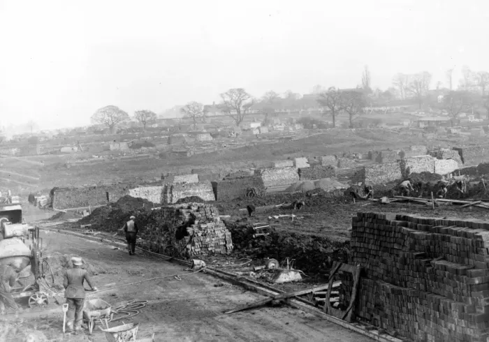 Framed Print : Construction of housing. Between the wars Framed Print : Construction of housing. Between the wars