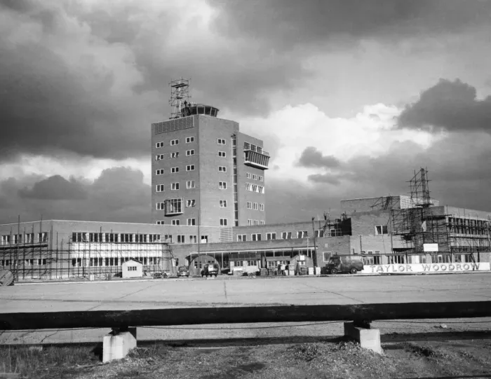 Framed Print : Control Building and Tower of London Airport 1955
