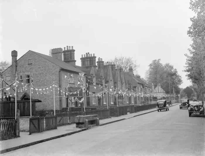 Framed Print : Coronation decorations in Foots Cray, Kent, to celebrate the coronation of King Framed Print : Coronation decorations in Foots Cray, Kent, to celebrate the coronation of King