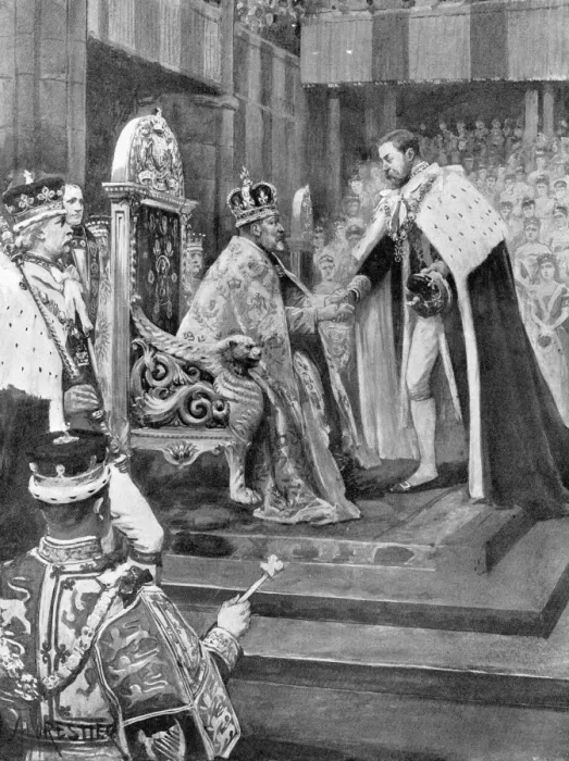 Framed Print : The Coronation - Father and Son: King Edward and the Prince of Wales after the homage Framed Print : The Coronation - Father and Son: King Edward and the Prince of Wales after the homage