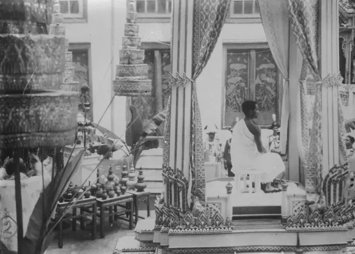 Framed Print : Coronation of the King of Siam at Bangkok. The ceremonial bath of purification Framed Print : Coronation of the King of Siam at Bangkok. The ceremonial bath of purification