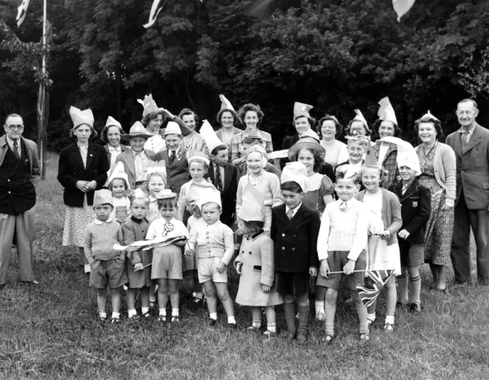 Framed Print : Coronation party was held at Hartley, Kent on the Saturday before the Day. Here