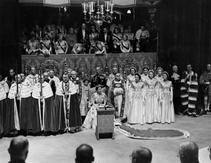 Framed Print : Coronation of Queen Elizabeth II Queen Elizabeth II after making her humble adoration Framed Print : Coronation of Queen Elizabeth II Queen Elizabeth II after making her humble adoration