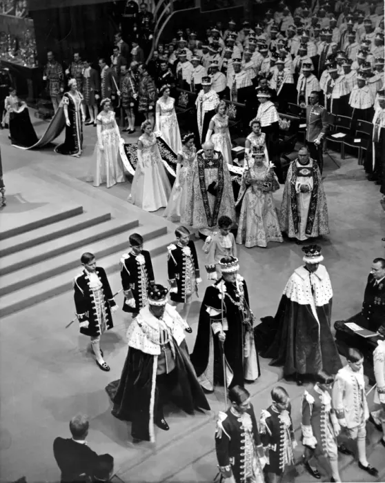 Framed Print : Coronation of Queen Elizabeth II The Queen with royal entourage in Westminster Abbey June Framed Print : Coronation of Queen Elizabeth II The Queen with royal entourage in Westminster Abbey June