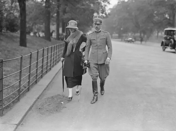 Framed Print : The Count Di Gergolo and Princess Yolanda in the park 22 June 1923 Framed Print : The Count Di Gergolo and Princess Yolanda in the park 22 June 1923