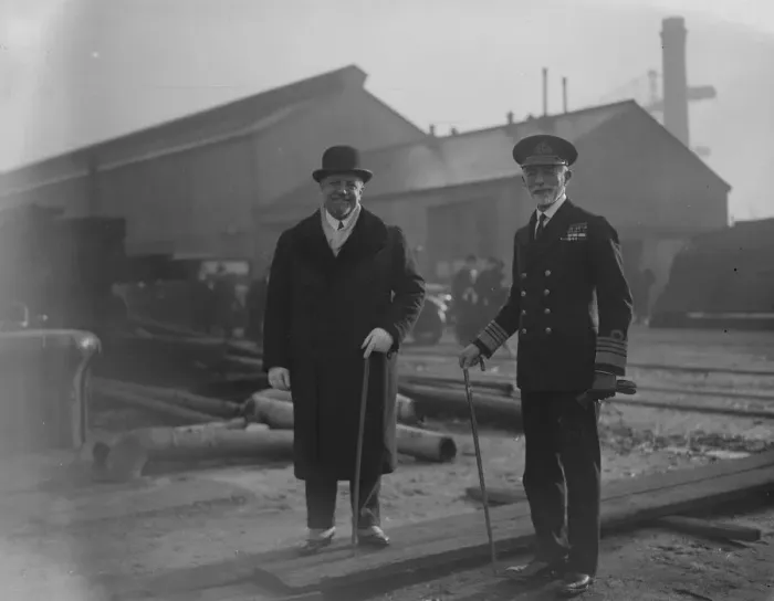 Framed Print : Count Volpi, the Italian finance minister visits Portsmouth 20 January 1926 Framed Print : Count Volpi, the Italian finance minister visits Portsmouth 20 January 1926