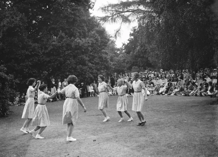 Framed Print : Country dancing. Girls friendly society. Chislehurst. 1937 Framed Print : Country dancing. Girls friendly society. Chislehurst. 1937