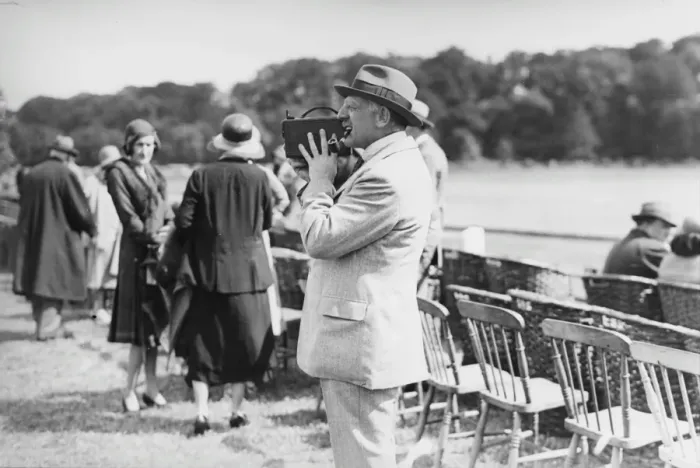 Framed Print : Cowdray Park Polo Week. Viscount Cowdray taking cine pictures of the match. Sussex Framed Print : Cowdray Park Polo Week. Viscount Cowdray taking cine pictures of the match. Sussex