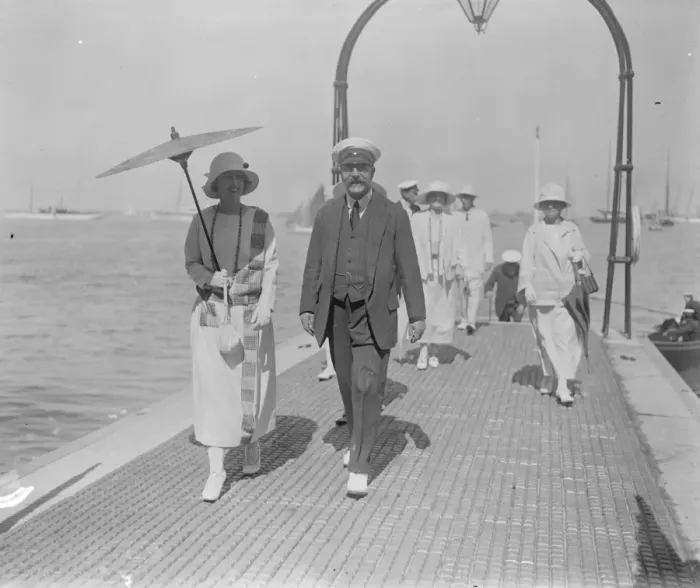 Framed Print : Cowes week opens. Lord and Lady Inchcape. 5 August 1923 Framed Print : Cowes week opens. Lord and Lady Inchcape. 5 August 1923