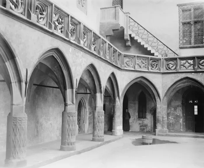 Framed Print : Cracow, Poland. The famous old courtyard, showing beautiful Gothic colonnade Framed Print : Cracow, Poland. The famous old courtyard, showing beautiful Gothic colonnade