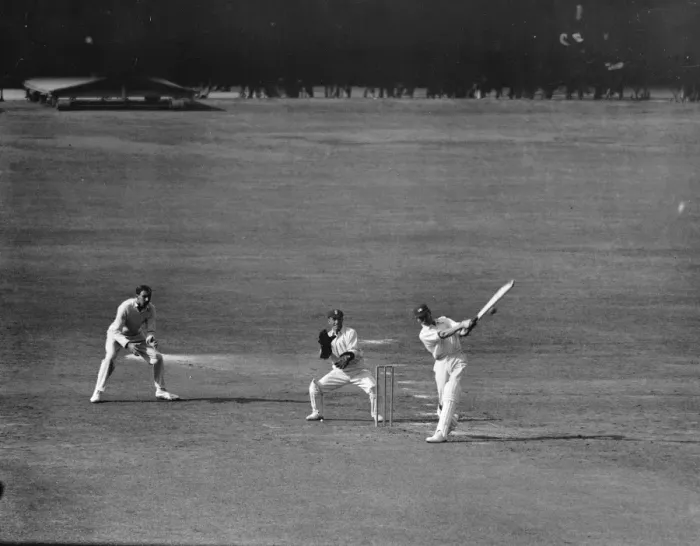 Framed Print : The last cricket match of the season. Haig ( Middlesex ) hits out. 12 September 1921