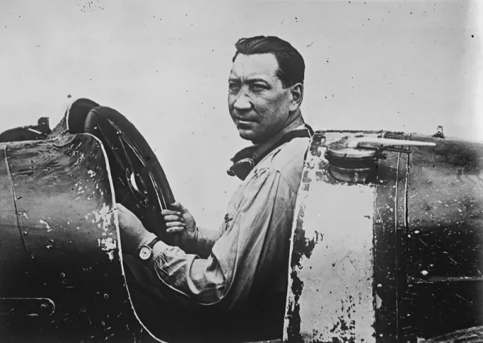 Framed Print : Crown Prince of Italy starts Milan motor race. The winner, Count Gastons Brilli
