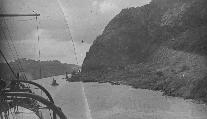 Framed Print : Culebra Cut, Panama Canal, an artificial valley that cuts through the continental Framed Print : Culebra Cut, Panama Canal, an artificial valley that cuts through the continental