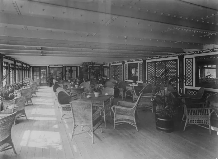 Framed Print : The Cunard liner Scythia Garden Lounge October 1921