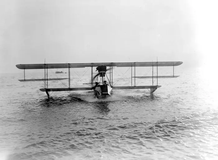 Framed Print : Curtiss Flying Boat at Brighton. 1913
