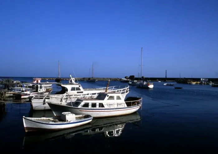 Framed Print : Cyprus. Boats in Paphos Harbour