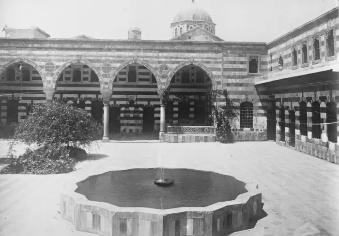 Framed Print : Damascus in ruins : Sensational Arab report. The Azm Palace, the courtyard Framed Print : Damascus in ruins : Sensational Arab report. The Azm Palace, the courtyard