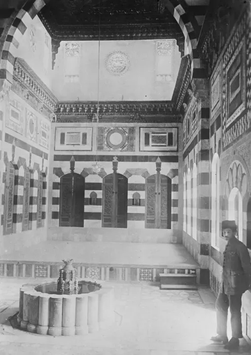 Framed Print : Damascus in ruins : Sensational Arab report. The Azm Palace, the reception room