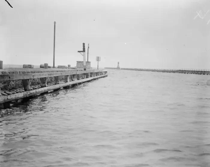 Framed Print : Dantzig, Poland Entrance to the harbour 24 October 1921