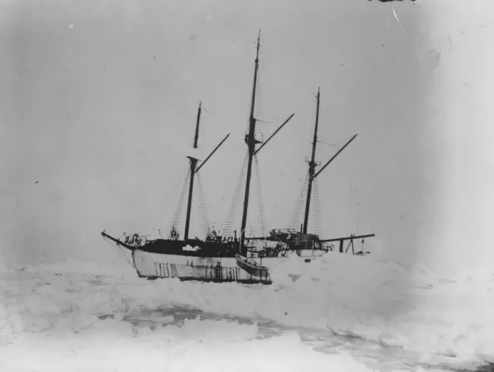 Framed Print : Daring attempt to drift across polar sea. Helplessly locked in ice for twenty four months
