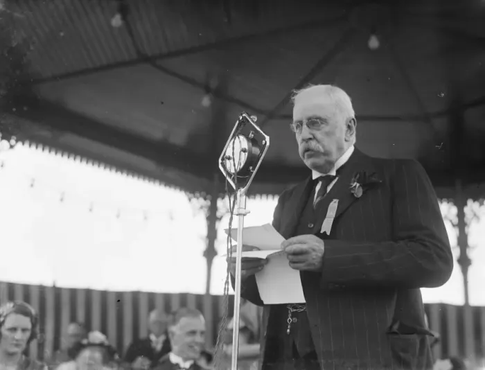 Framed Print : The Dartford Carnival in Kent. Councillor Fleet speaking. 1936 Framed Print : The Dartford Carnival in Kent. Councillor Fleet speaking. 1936