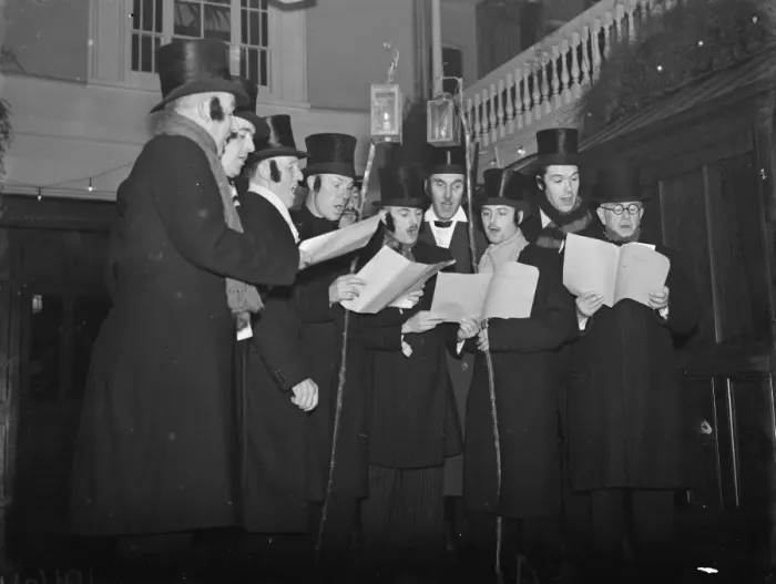 Framed Print : The Dartford Glee singers at the the Dickensian Ball. 1938 Framed Print : The Dartford Glee singers at the the Dickensian Ball. 1938