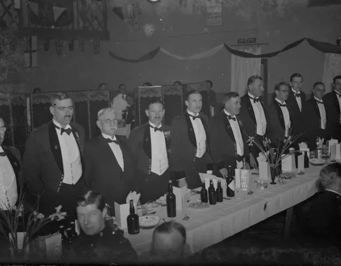 Framed Print : Dartford Territorial Army dinner. On the table, from left to right; Major EB Loveless Framed Print : Dartford Territorial Army dinner. On the table, from left to right; Major EB Loveless
