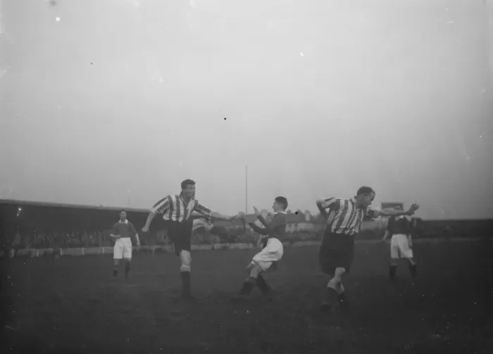 Framed Print : Dartford versus Charlton, football. Action on the pitch. 1937 Framed Print : Dartford versus Charlton, football. Action on the pitch. 1937