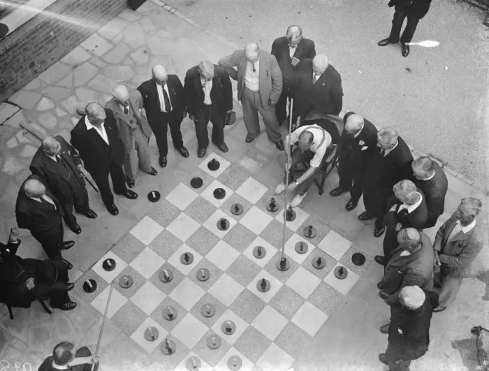 Framed Print : Dartfords veterans open air chess. 1938