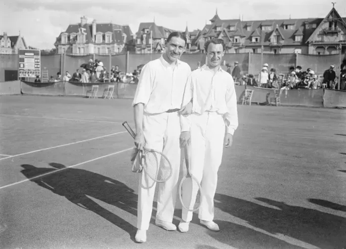 Framed Print : Davis Cup Doubles tennis at Deauville Hon A H Gobert ( Left ) and Mon W H Laurentz Framed Print : Davis Cup Doubles tennis at Deauville Hon A H Gobert ( Left ) and Mon W H Laurentz