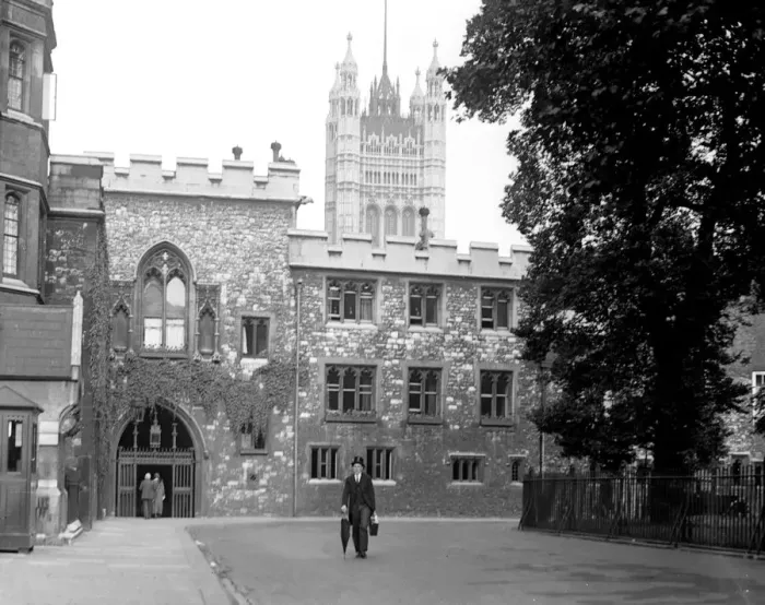 Framed Print : Deans Yard at Westminster Abbey, Westminster, London, England. 1930s Framed Print : Deans Yard at Westminster Abbey, Westminster, London, England. 1930s