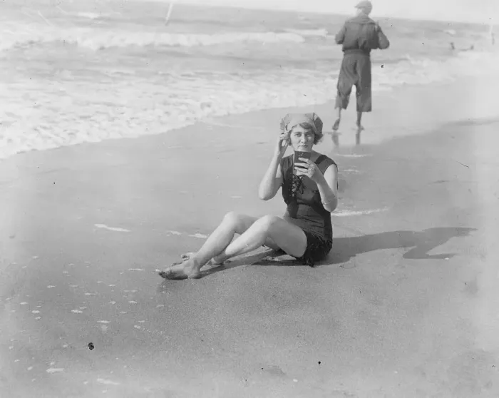 Framed Print : The Deauville Season. Lady Pedler completing her seaside toilet at Deauville 10 Framed Print : The Deauville Season. Lady Pedler completing her seaside toilet at Deauville 10