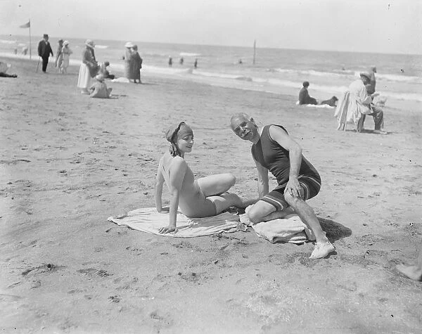 The Deauville Season. Mr Otto Kahn, the famous banker on the sands at Deauville with a friend